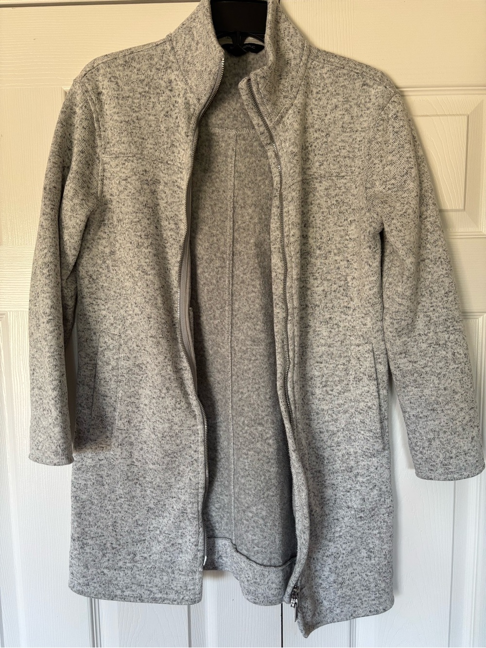 Banana Republic Light Gray Marled Zip-Front Coat